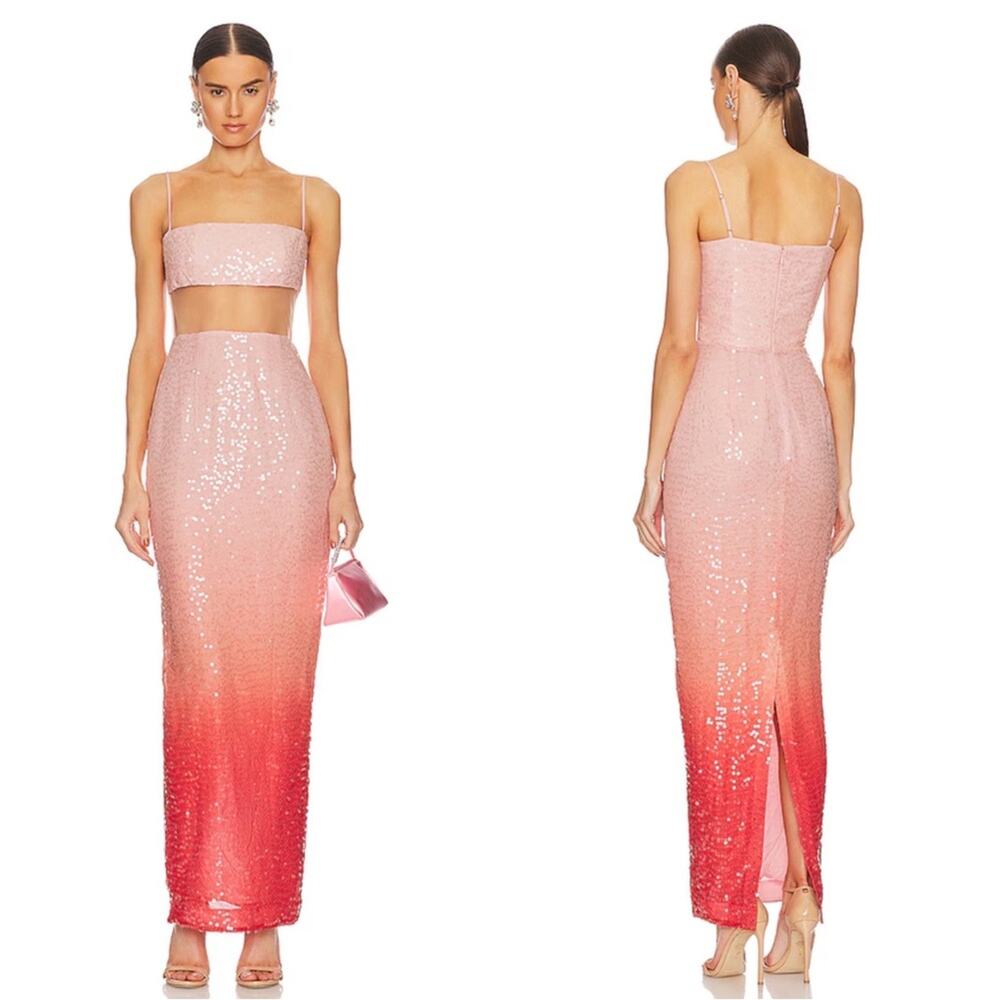 Elegant Pink Sequin Maxi Dress